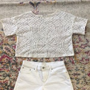 AMOUR VERT WHITE CROPPED MESH TOP